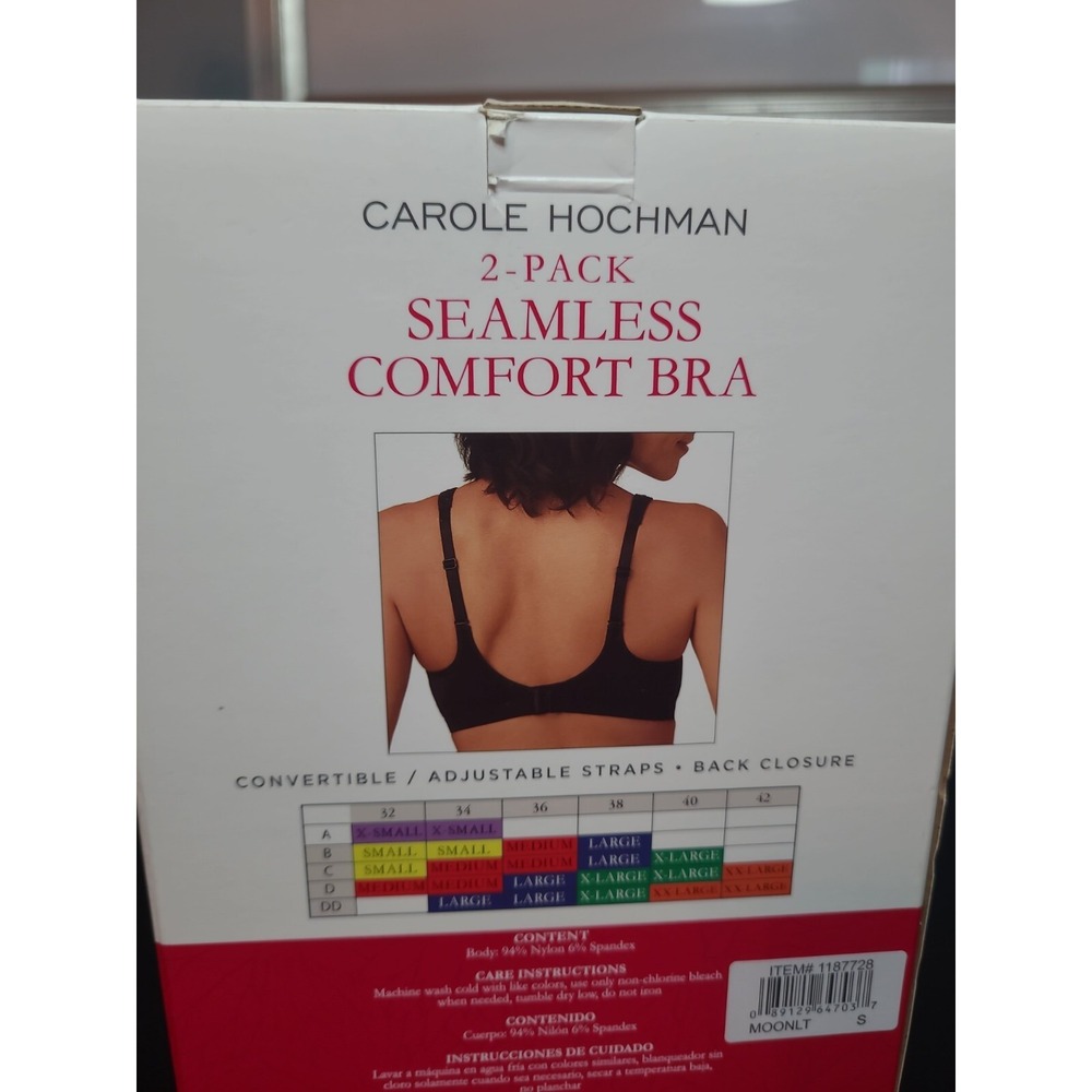 New Women Carole Hochman Seamless Comfort Bra 2 Pack Black and Nude size S - Picture 7 of 9